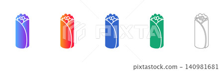 Burrito Food Vector Icon Set Burrito Food Vector Icon Set 140981681