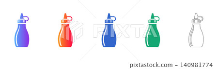 Condiment Squeeze Bottle Vector Icon Set Condiment Squeeze Bottle Vector Icon Set 140981774