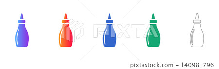 Squeeze Bottle Condiment Icons Set Squeeze Bottle Condiment Icons Set 140981796