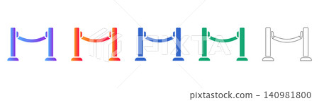 Event Stanchion and Rope Barrier Icons Event Stanchion and Rope Barrier Icons 140981800