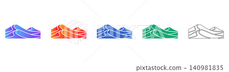 Sand Dune Landscape Vector Icons Sand Dune Landscape Vector Icons 140981835