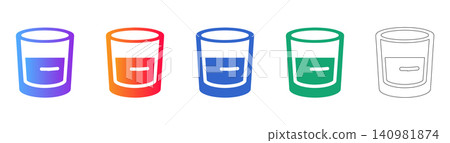 Short Glass Vector Icon Set Short Glass Vector Icon Set 140981874
