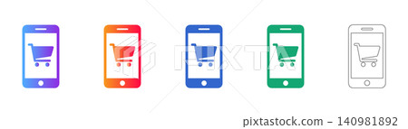 Shopping Cart Mobile App Icons Vector Set Shopping Cart Mobile App Icons Vector Set 140981892