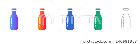 Glass Milk Bottle Silhouette Icon Set Glass Milk Bottle Silhouette Icon Set 140981918