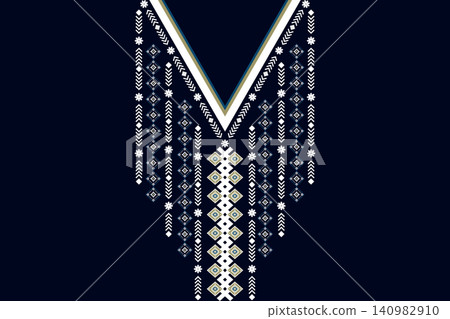 Necklace ethnic pattern. Neckline embroidery. Ethnic collar lace oriental pattern. Neckline floral designs for dress, textile, fabric, cloth, fashion, print Necklace ethnic pattern. Neckline embroidery. Ethnic collar lace oriental pattern. Neckline floral designs for dress, textile, fabric, cloth, fashion, print 140982910