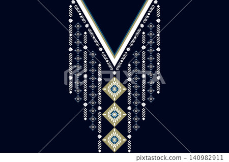 Necklace ethnic pattern. Neckline embroidery. Ethnic collar lace oriental pattern. Neckline floral designs for dress, textile, fabric, cloth, fashion, print Necklace ethnic pattern. Neckline embroidery. Ethnic collar lace oriental pattern. Neckline floral designs for dress, textile, fabric, cloth, fashion, print 140982911