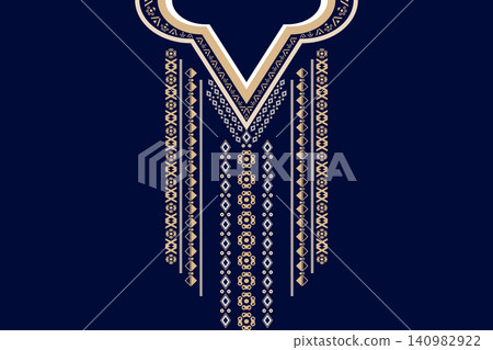 Necklace ethnic pattern. Neckline embroidery. Ethnic collar lace oriental pattern. Neckline floral designs for dress, textile, fabric, cloth, fashion, print Necklace ethnic pattern. Neckline embroidery. Ethnic collar lace oriental pattern. Neckline floral designs for dress, textile, fabric, cloth, fashion, print 140982922