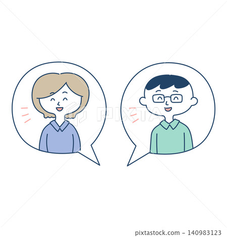 Chat icon set of smiling and surprised men and women Chat icon set of smiling and surprised men and women 140983123
