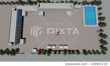 A 3DCG illustration of a summer festival venue at an elementary school, inspired by a traditional Japanese Bon Odori dance festival. A 3DCG illustration of a summer festival venue at an elementary school, inspired by a traditional Japanese Bon Odori dance festival. 140983219