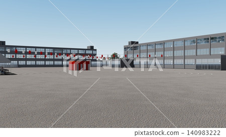 A 3DCG illustration of a summer festival venue at an elementary school, inspired by a traditional Japanese Bon Odori dance festival. A 3DCG illustration of a summer festival venue at an elementary school, inspired by a traditional Japanese Bon Odori dance festival. 140983222