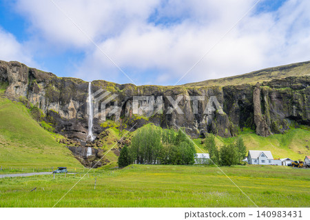 Foss a Sidu Waterfall in Kirkjubaejarklaustur, Iceland Foss a Sidu Waterfall in Kirkjubaejarklaustur, Iceland 140983431