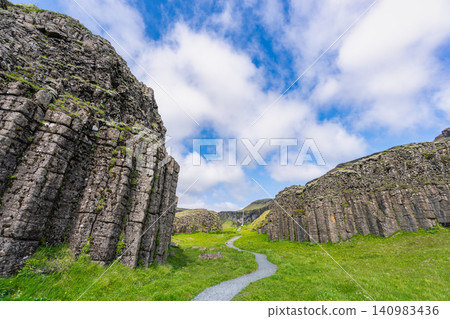 Dverghamrar Basalt Columns in Kirkjubaejarklaustur, Iceland Dverghamrar Basalt Columns in Kirkjubaejarklaustur, Iceland 140983436