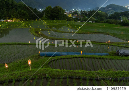Illumination of Chichibu Terazaka Rice Terraces Illumination of Chichibu Terazaka Rice Terraces 140983659