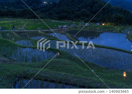 Illumination of Chichibu Terazaka Rice Terraces Illumination of Chichibu Terazaka Rice Terraces 140983665