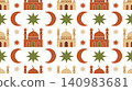 Geometric mosque pattern with crescent, stars, and domes for Ramadan And Eid design 140983681