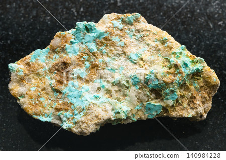 natural turquoise on rock close-up on black natural turquoise on rock close-up on black 140984228