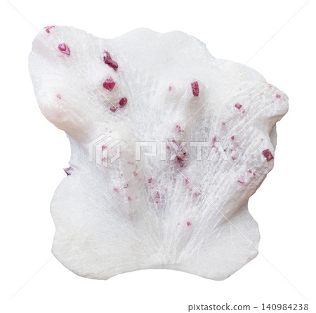 natural quartz rock with ruby crystals isolated natural quartz rock with ruby crystals isolated 140984238