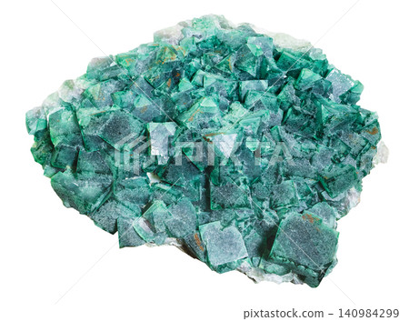 natural green fluorite crystalline rock isolated natural green fluorite crystalline rock isolated 140984299