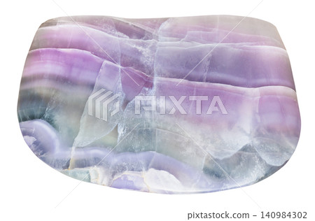 polished natural striped fluorite rock isolated polished natural striped fluorite rock isolated 140984302