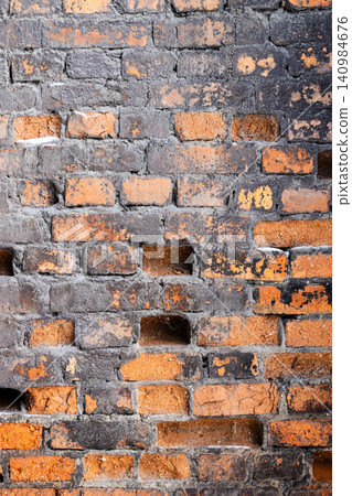 broken old brick wall of old factory building broken old brick wall of old factory building 140984676