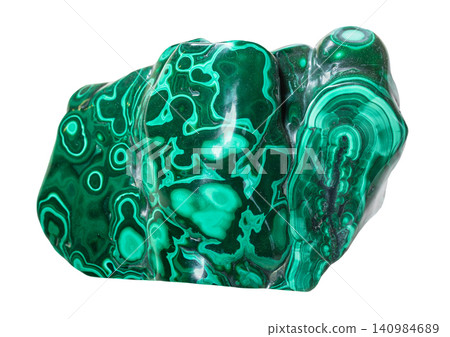 polished dark green malachite rock isolated polished dark green malachite rock isolated 140984689