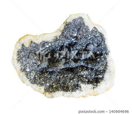 geode with galena and iron pyrite crystal isolated geode with galena and iron pyrite crystal isolated 140984696