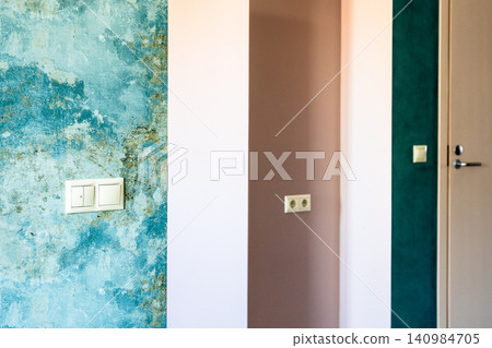 geometric pattern of green and pink walls in home geometric pattern of green and pink walls in home 140984705