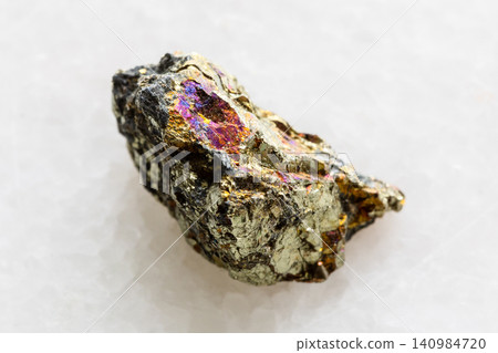 unworked chalcopyrite rock close-up on white unworked chalcopyrite rock close-up on white 140984720