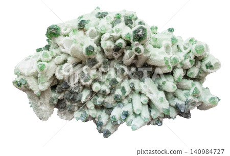 green phantom quartz crystalline rock isolated green phantom quartz crystalline rock isolated 140984727