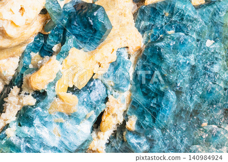surface of natural blue apatite crystalline rock surface of natural blue apatite crystalline rock 140984924