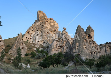 Cappadocia rocky landscape. historical unique ancient open-air museum ruins. Rocky landscape trail.High quality 4k footage Cappadocia rocky landscape. historical unique ancient open-air museum ruins. Rocky landscape trail.High quality 4k footage 140985190