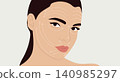 Beautiful woman with lymphatic massage lines on face. facial skin care , anti-aging beauty care for women. Vector illustration . 140985297