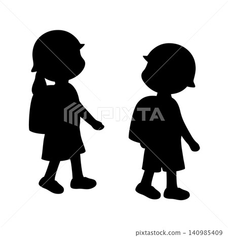 Illustration material of a silhouette of an elementary school student going to school Illustration material of a silhouette of an elementary school student going to school 140985409