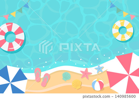 Summer beach illustration vector Summer beach illustration vector 140985600