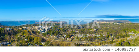 Katoomba and the Great Western Highway near the Jamison Valley in the mountains 140985757