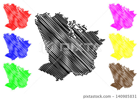 Monroe County, State of Tennessee (U.S. county, United States of America, USA, U.S., US) map vector illustration, scribble sketch Monroe map 140985831