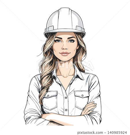 Confident woman engineer wearing safety hard hat Confident woman engineer wearing safety hard hat 140985924