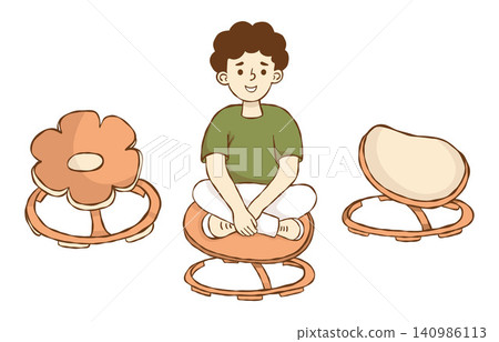 Sensory Balance Board with Sitting Happy Boy. Occupational Therapy Vestibular Trainer Set. Color Hand Drawn. Child on Wobble Disc Stability Rocker for Autism ADHD Coordination. Vector Illustration. Sensory Balance Board with Sitting Happy Boy. Occupational Therapy Vestibular Trainer Set. Color Hand Drawn. Child on Wobble Disc Stability Rocker for Autism ADHD Coordination. Vector Illustration. 140986113