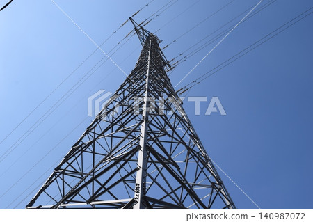 Transmission tower high voltage alternating current Transmission tower high voltage alternating current 140987072