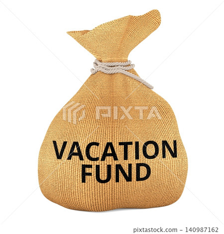 Vacation Fund money bag for travel savings. 3D rendering 140987162