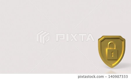 Golden Shield Padlock Symbol For Data Security Protection 3d render. Golden Shield Padlock Symbol For Data Security Protection 3d render. 140987333