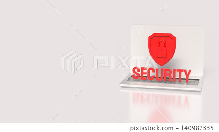 Laptop Security Shield For Digital Data Protection 3d render. 140987335