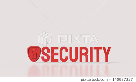 Red Security Word And Shield Lock For Protection 3d render. Red Security Word And Shield Lock For Protection 3d render. 140987337