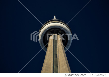 CN Tower Observation Pod Against Night Sky CN Tower Observation Pod Against Night Sky 140987425