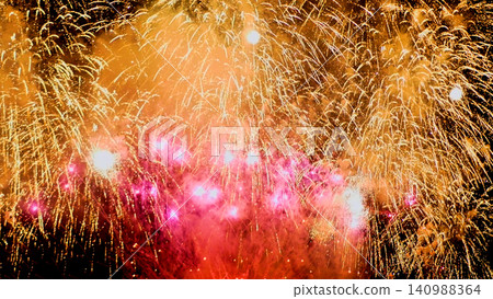 Colorful vibrant Firework celebrate anniversary happy new year 2024, 4th of july holiday festival. colorful firework night time to celebrate national holiday. countdown new year party 2025 background Colorful vibrant Firework celebrate anniversary happy new year 2024, 4th of july holiday festival. colorful firework night time to celebrate national holiday. countdown new year party 2025 background 140988364