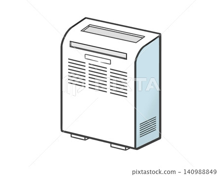 空氣清淨機的示意圖，空氣清淨機是一種家用電器，可保持室內空氣清潔。 140988849