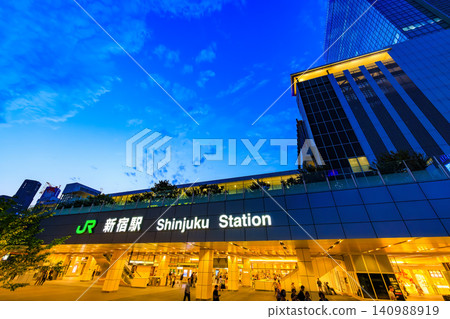 Tokyo, Shinjuku cityscape, night view of Shinjuku Station South Exit Tokyo, Shinjuku cityscape, night view of Shinjuku Station South Exit 140988919