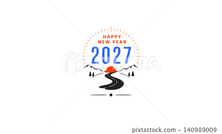 Happy New Year Road Journey Typography Design Happy New Year Road Journey Typography Design 140989009