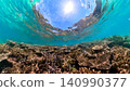 Bright and beautiful coral reefs and sky 140990377