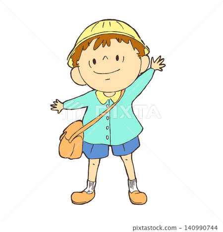 Illustration of a child waving Illustration of a child waving 140990744